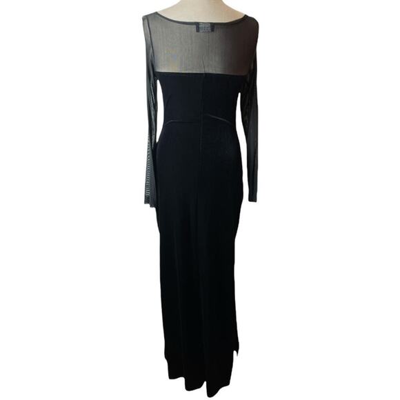BASIC Formal Black Velvet Long Sleeve Long Dress Women's Size S - Picture 4 of 6